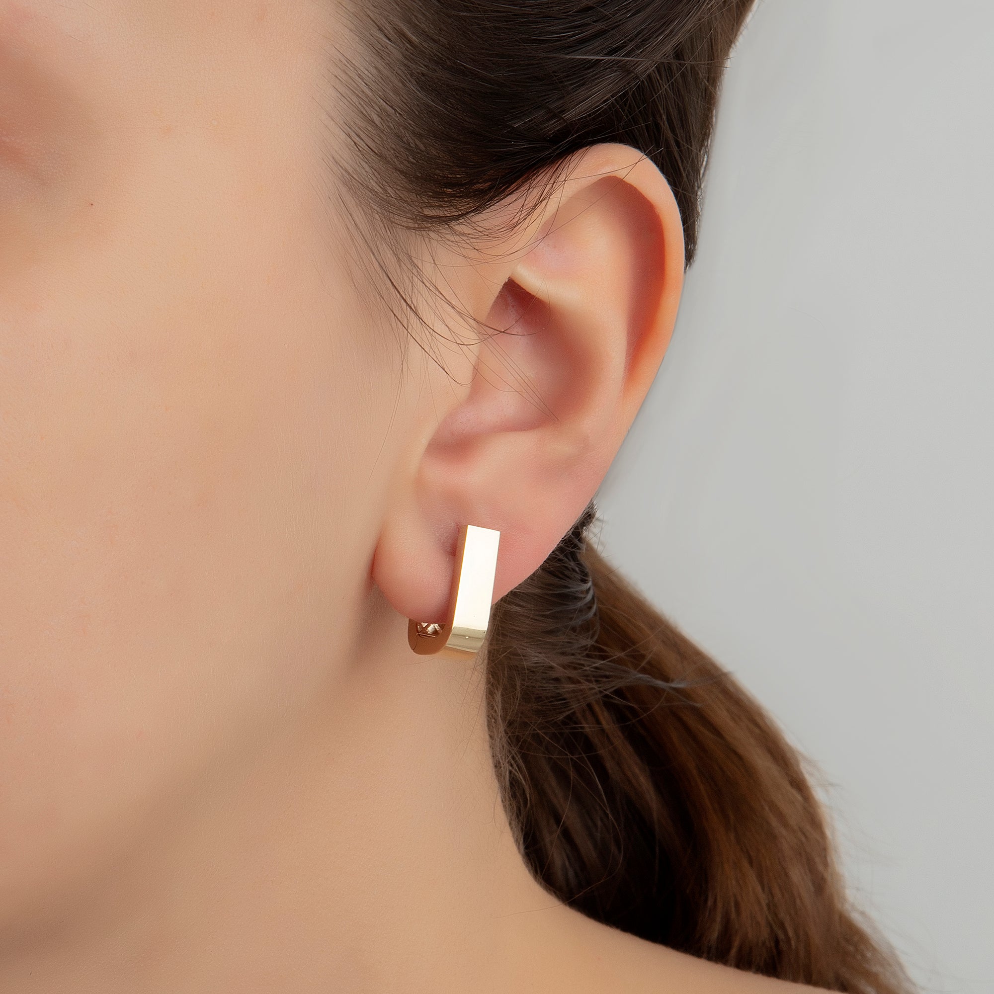 Wide U-Shape Hoop Earrings in solid 14K and 18K gold — Kavseyn