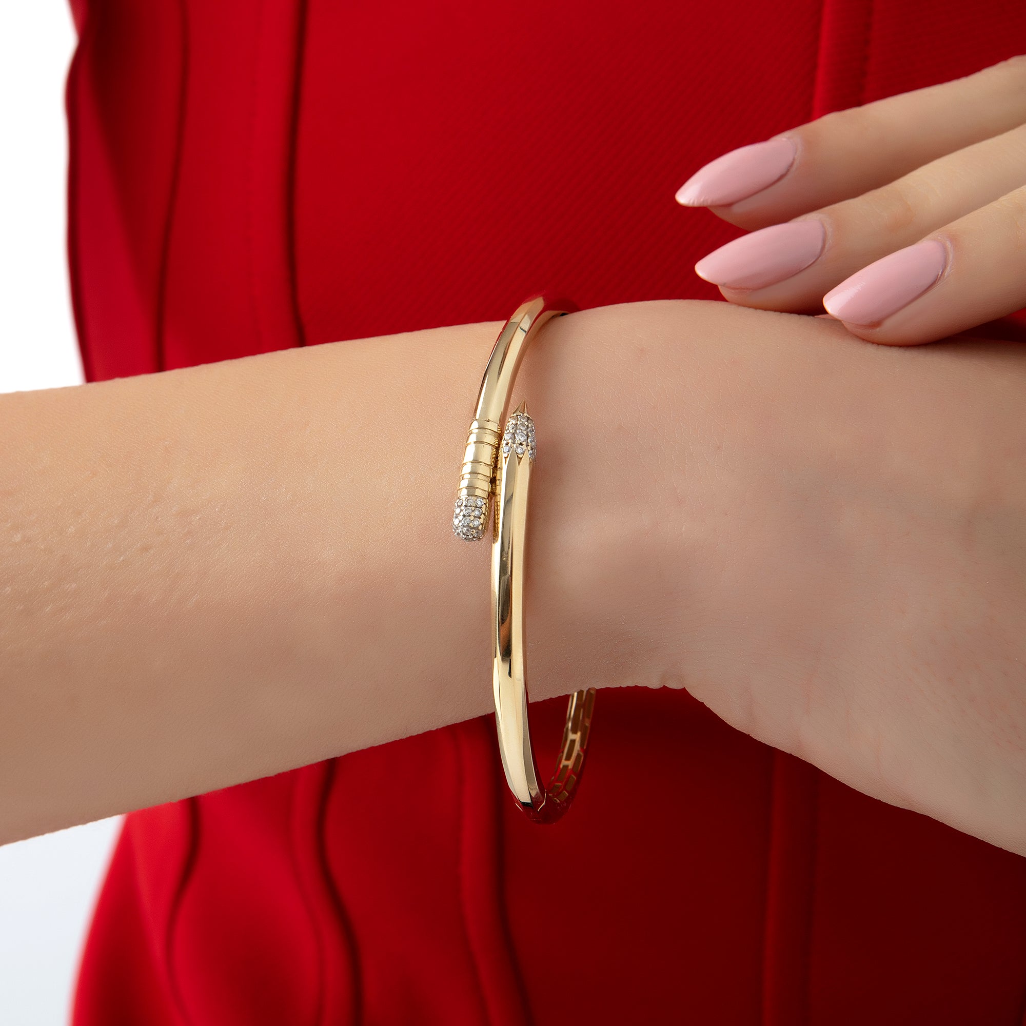 Pencil bangle bracelet in solid 14K & 18K gold — Kavseyn