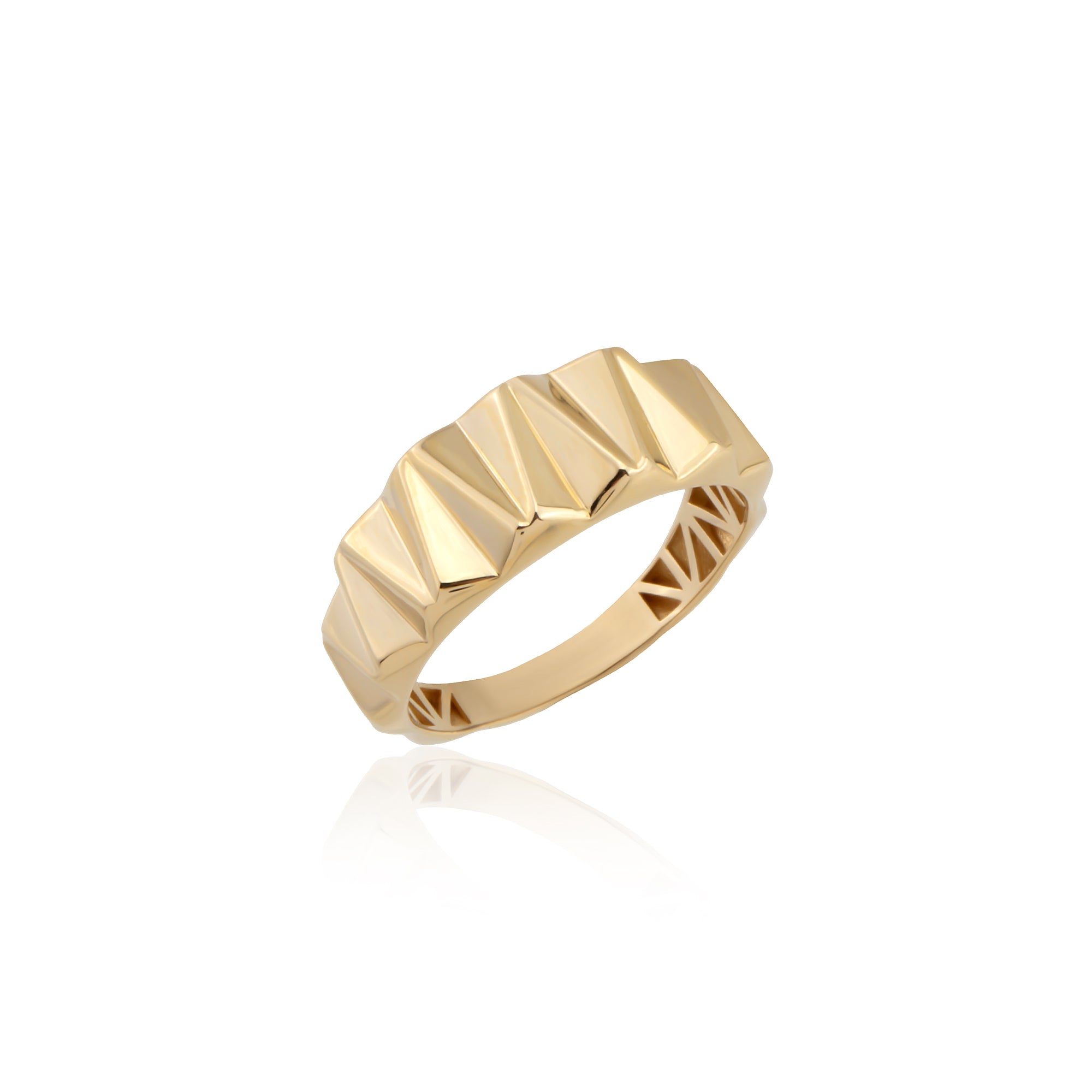 Prism faceted ring alternate angle, solid 14K and 18K gold — Kavseyn