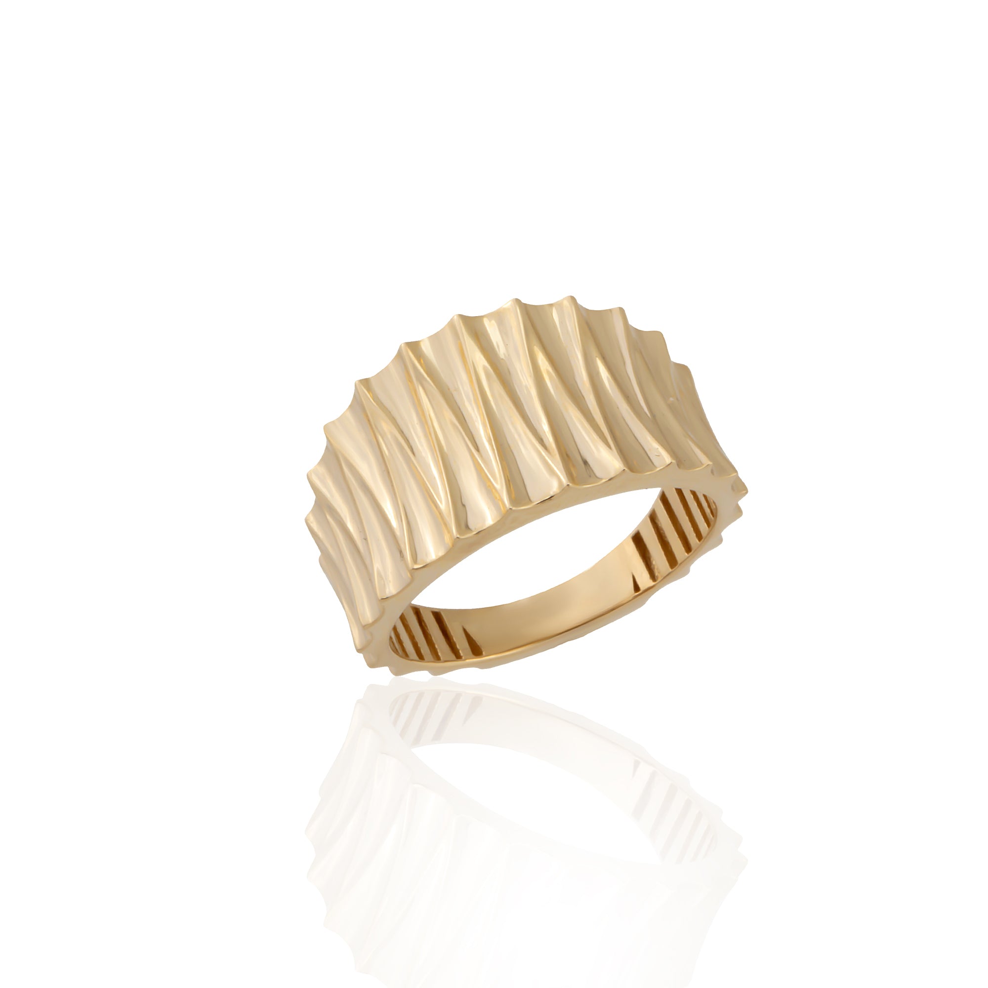 Zigzag band ring in solid 14K & 18K gold — Kavseyn