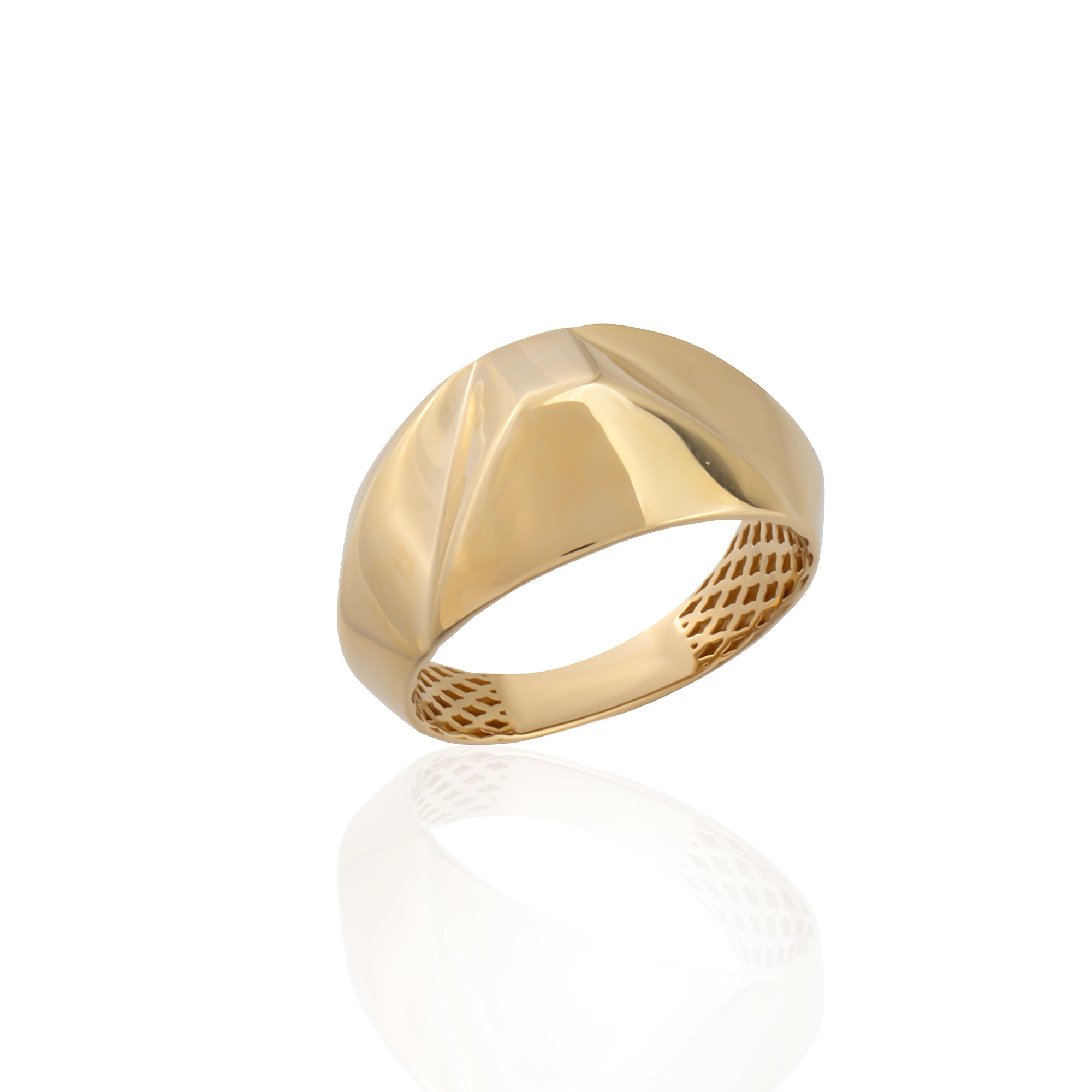 Polished dome ring alternate angle, solid 14K and 18K gold — Kavseyn