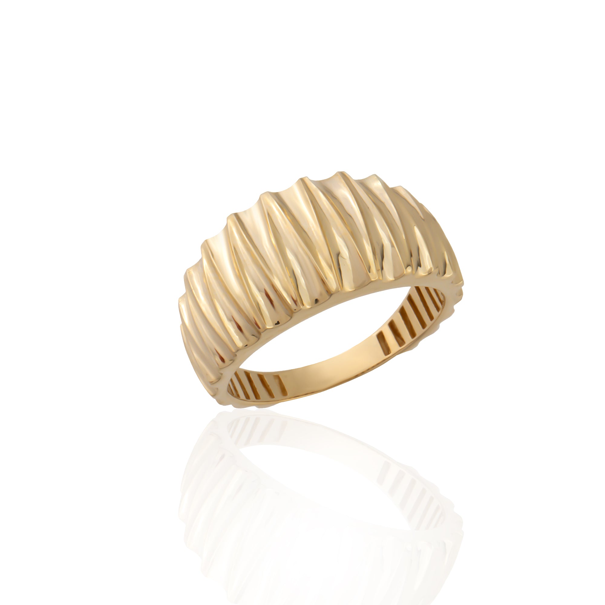 Shrimp dome ring in solid 14K & 18K gold — Kavseyn