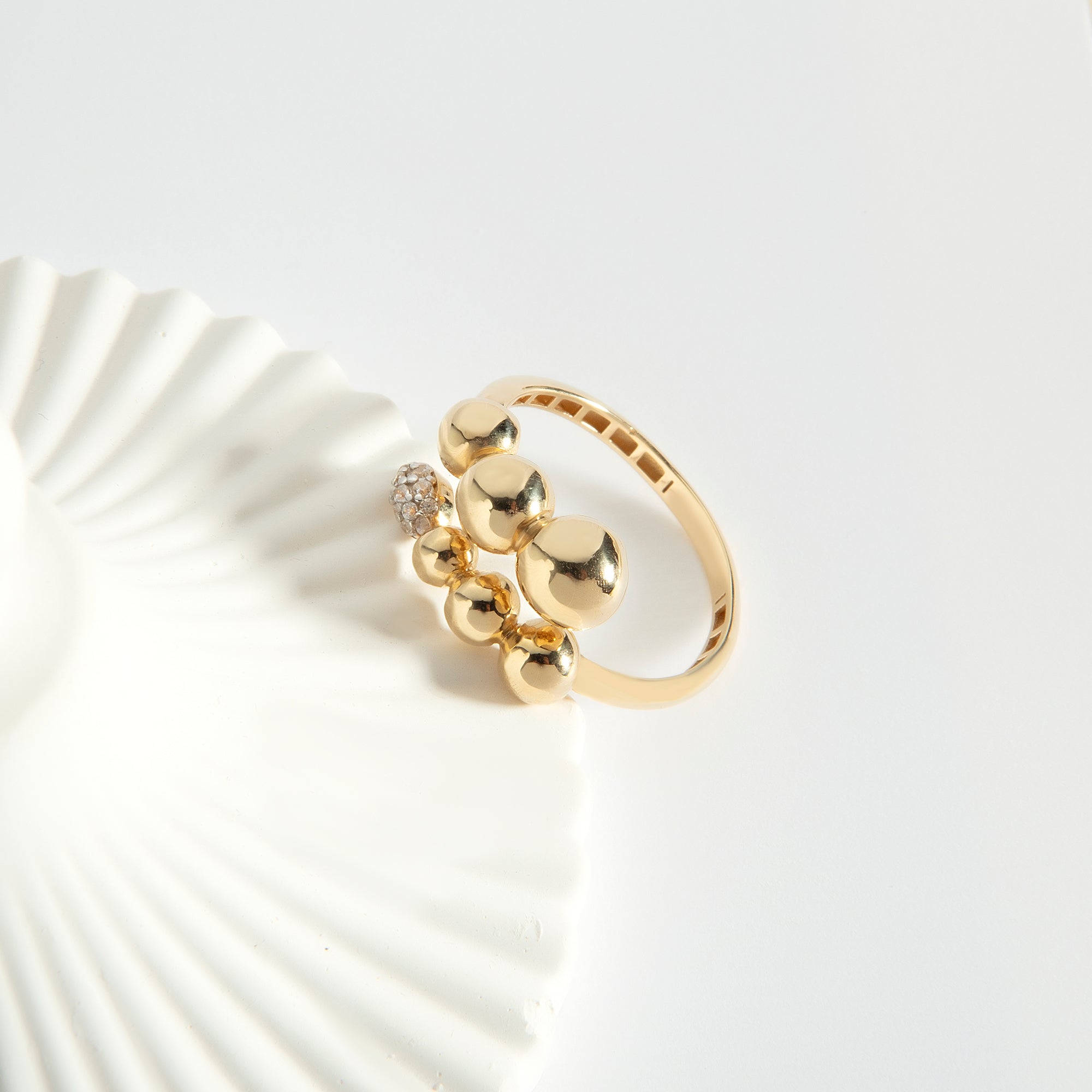 Bubble cluster cubic zirconia ring in solid 14K & 18K gold — Kavseyn