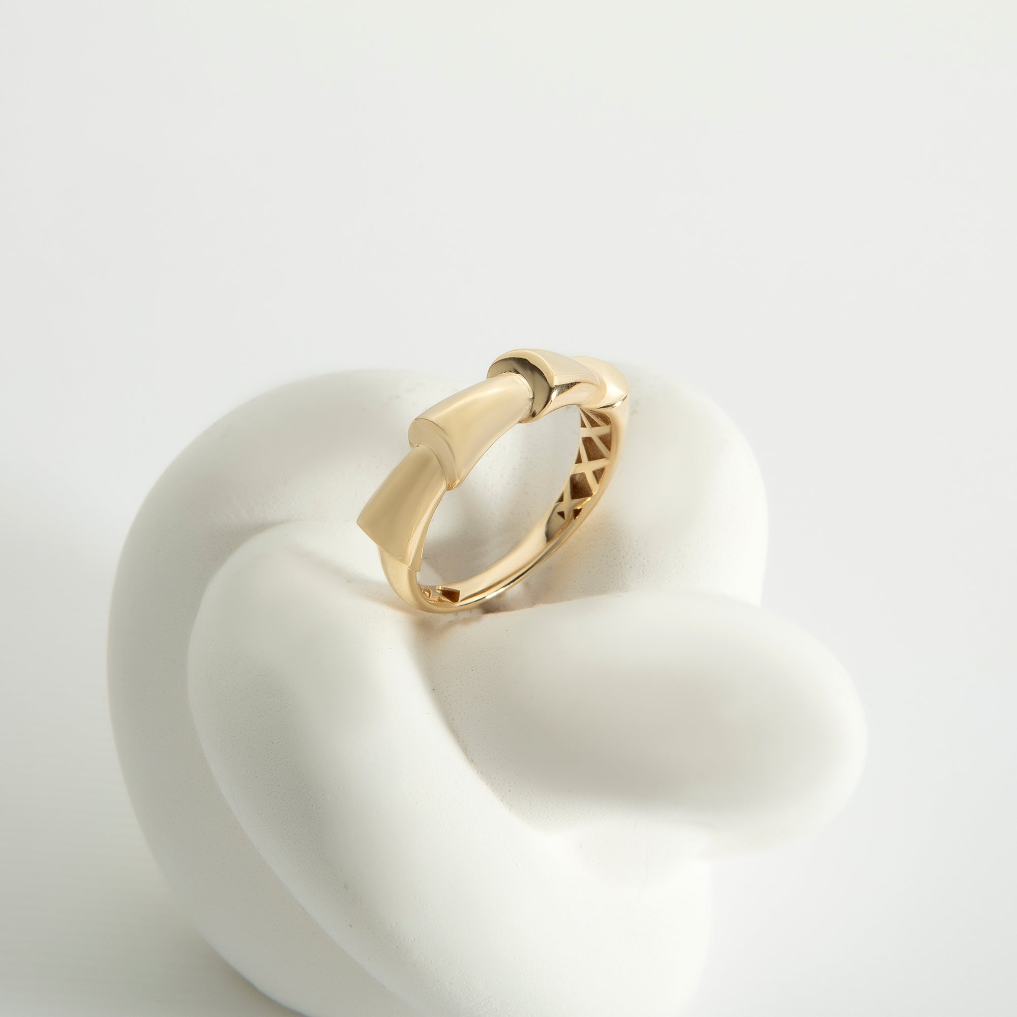 Bamboo node ring in solid 14K & 18K gold — Kavseyn