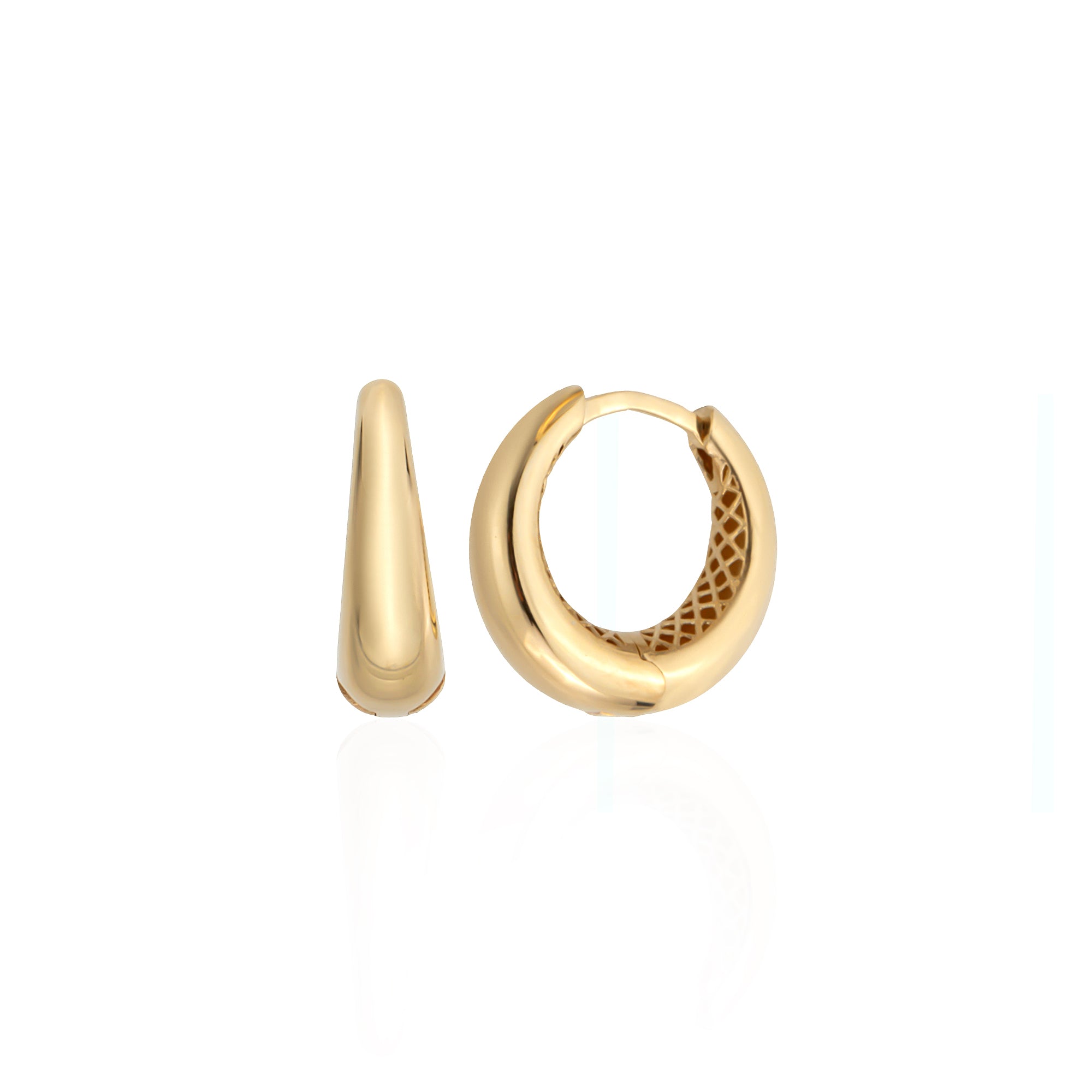 Chunky dome huggie hoop earrings in solid 14K & 18K gold — Kavseyn